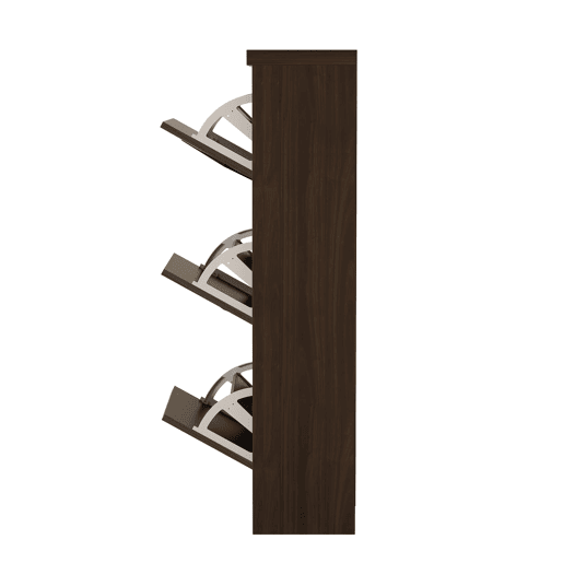 Sapateira 54x25x115 cm - 3 portas batentes, design rattan vintage - madeira