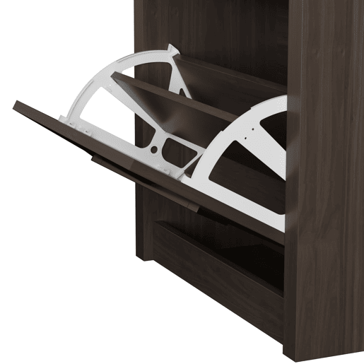 Sapateira 54x25x115 cm - 3 portas batentes, design rattan vintage - madeira