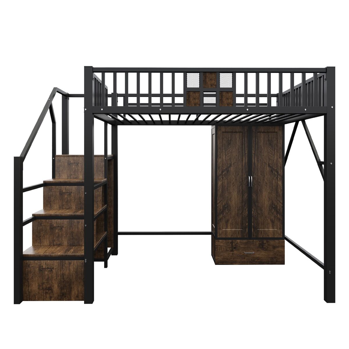 Cama alta para niños 255x145 Negro