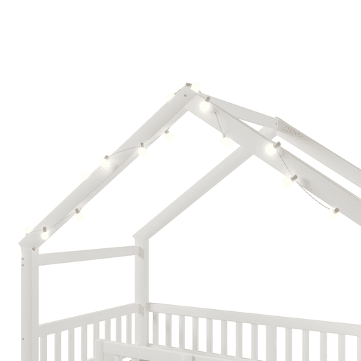 Cama baixa 90x190 cm - Berço com grades, estrutura em forma de casa, estilo minimalista, branco Cama baixa 90x190 cm - Berço com grades, estrutura em forma de casa, estilo minimalista, branco