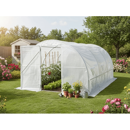Estufa túnel de jardim Mimosa com porta - 12 m² - 180 g - Branco