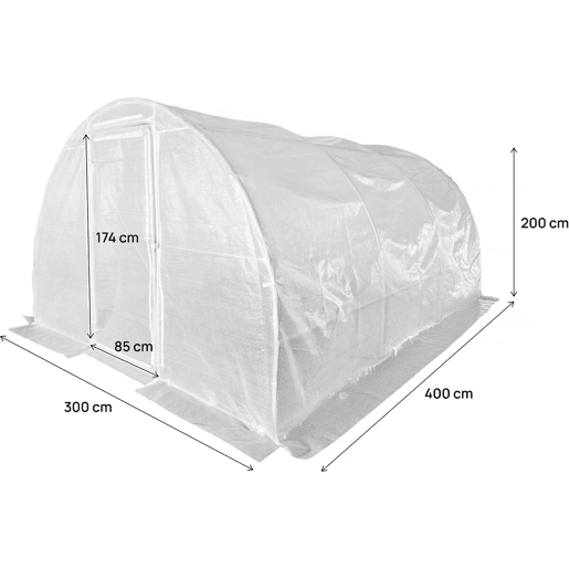 Estufa túnel de jardim Mimosa com porta - 12 m² - 180 g - Branco