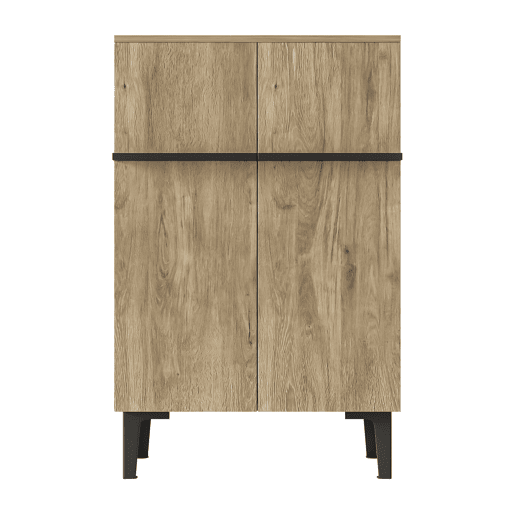 Sapateira 95x60x35 cm - Porta dupla, grande capacidade, prateleiras ajustáveis - PretoMadeira