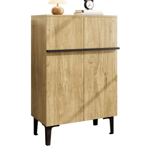 Sapateira 95x60x35 cm - Porta dupla, grande capacidade, prateleiras ajustáveis - PretoMadeira