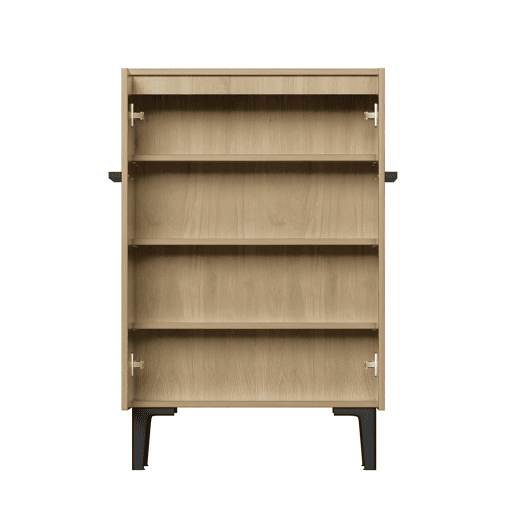Sapateira 95x60x35 cm - Porta dupla, grande capacidade, prateleiras ajustáveis - PretoMadeira