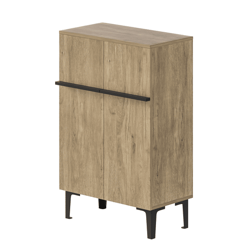 Sapateira 95x60x35 cm - Porta dupla, grande capacidade, prateleiras ajustáveis - PretoMadeira