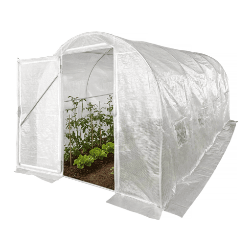 Estufa de jardim tipo túnel Mimosa com porta - 9 m² - 180 g - Branca