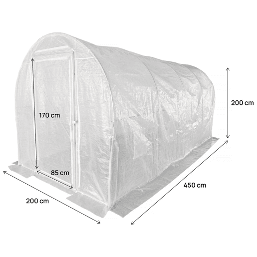 Estufa de jardim tipo túnel Mimosa com porta - 9 m² - 180 g - Branca