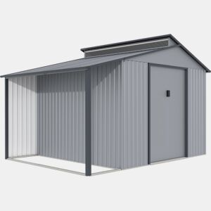 Abrigo de jardim em metal com pérgula Madras - 9,12 m² - 355 x 257 x 237 cm - Cinza