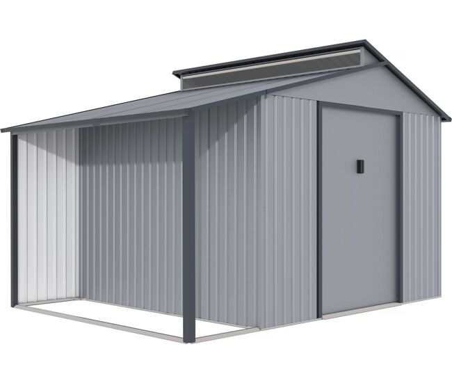 Caseta de metal con pergola "madras" - 9.12 m² - gris