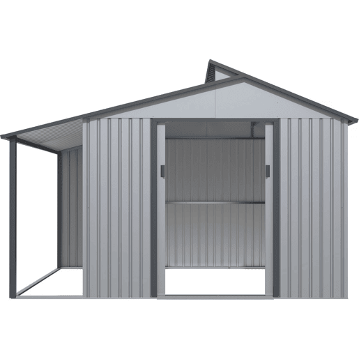Abrigo de jardim em metal com pérgula Madras - 9,12 m² - 355 x 257 x 237 cm - Cinza
