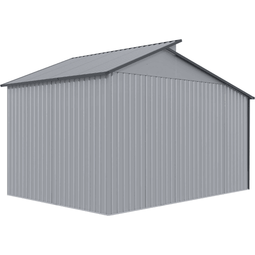 Abrigo de jardim em metal com pérgula Madras - 9,12 m² - 355 x 257 x 237 cm - Cinza