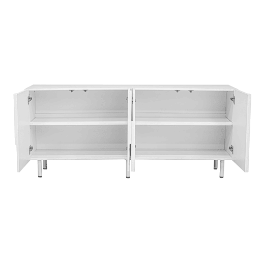 Aparador de sala de jantar 160x40x93 cm - Design geométrico, múltiplas opções de arrumação, moderno - Branco Aparador de sala de jantar 160x40x93 cm - Design geométrico, múltiplas opções de arrumação, moderno - Branco