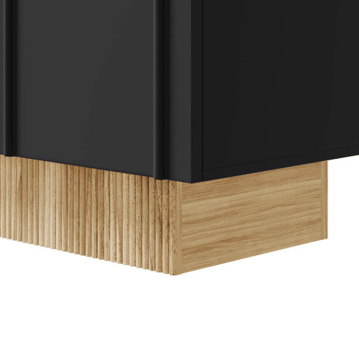 Aparador 160x75x38 - 4 portas, grande capacidade de armazenamento, estrutura em U - PretoMadeira