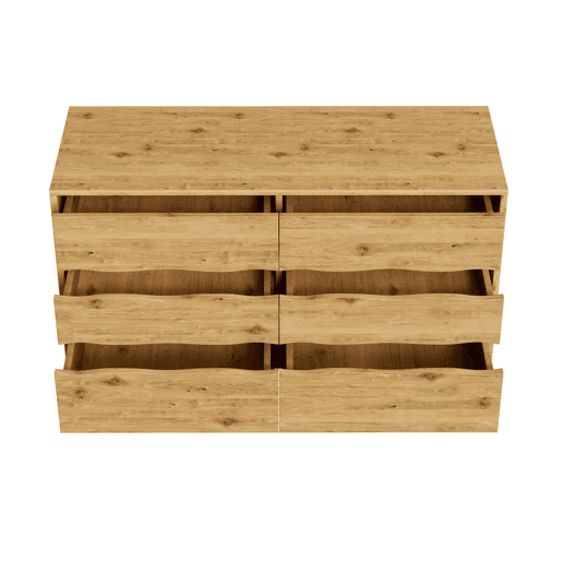 Aparador moderno 120x40x75,5 cm - 6 gavetas, design minimalista, pernas de metal - Madeira