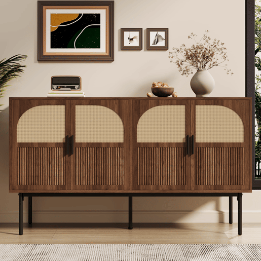 Aparador 140x40x80 cm - Moderno e simples, amplo espaço de armazenamento - Natural