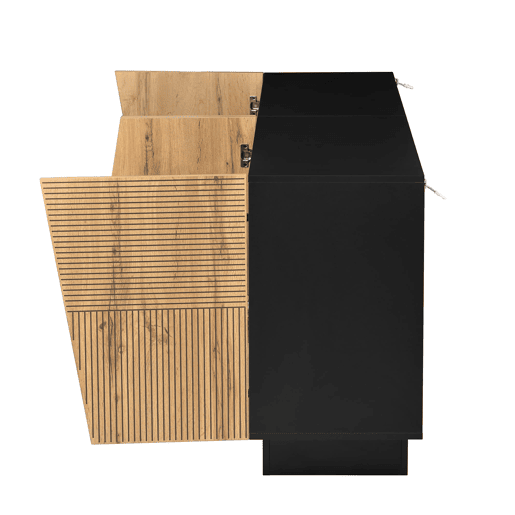 Aparador 160 cm - grande capacidade de armazenamento, design geométrico, prateleira ajustável - PretoMadeira