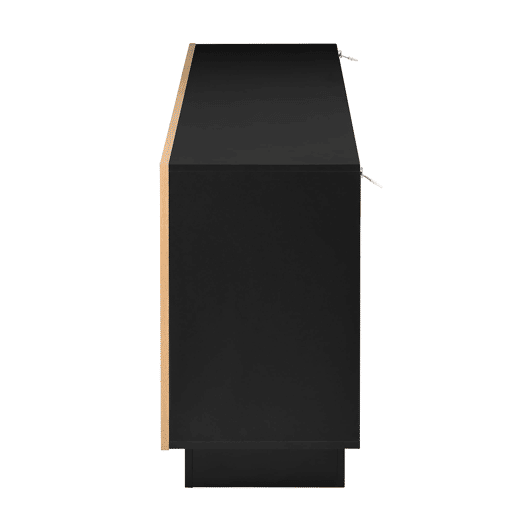 Aparador 160 cm - grande capacidade de armazenamento, design geométrico, prateleira ajustável - PretoMadeira