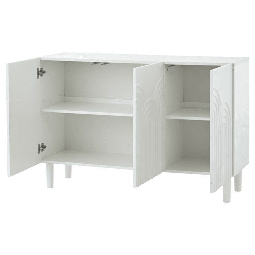 Aparador 120x38,5x79 cm - 3 portas, grande capacidade de armazenamento, com pés de 16 cm - Branco
