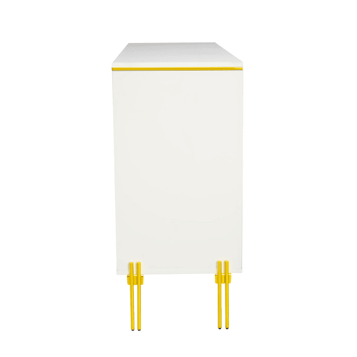 Aparador com 6 gavetas - frente brilhante, grande capacidade de armazenamento, estilo moderno - Branco Aparador com 6 gavetas - frente brilhante, grande capacidade de armazenamento, estilo moderno - Branco