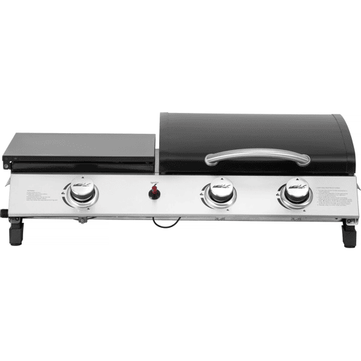 Plancha a gás com tampa Rasio - 7,5 KW - 3 queimadores - Preto