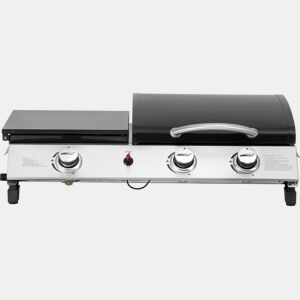Plancha a gás com tampa Rasio - 7,5 KW - 3 queimadores - Preto