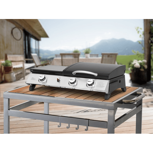 Plancha a gás com tampa Rasio - 7,5 KW - 3 queimadores - Preto