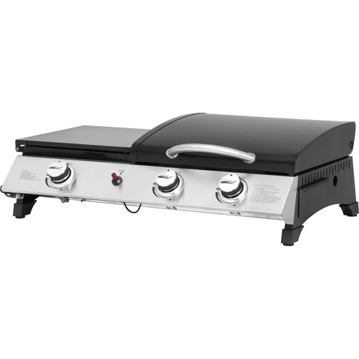 Plancha a gás com tampa Rasio - 7,5 KW - 3 queimadores - Preto