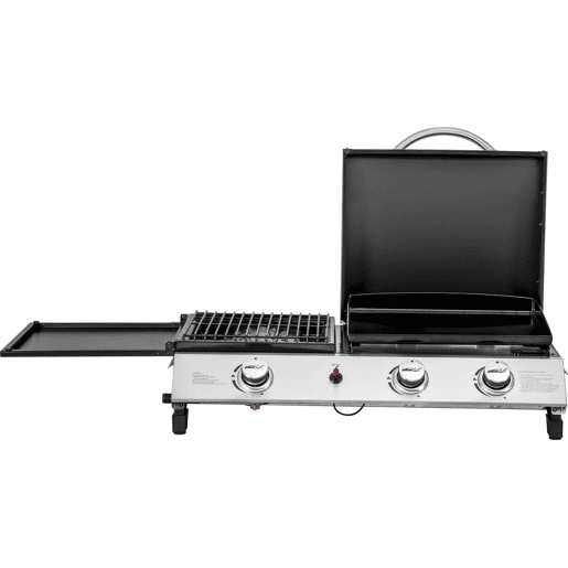 Plancha a gás com tampa Rasio - 7,5 KW - 3 queimadores - Preto
