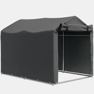 Outsunny Abrigo de Exterior para Ferramentas e Bicicletas 2,2x1,57x1,65 m Abrigo de Jardim com Porta Desmontável com Fecho de Correr Impermeável Anti-UV Garagem Portátil Cinzento Escuro