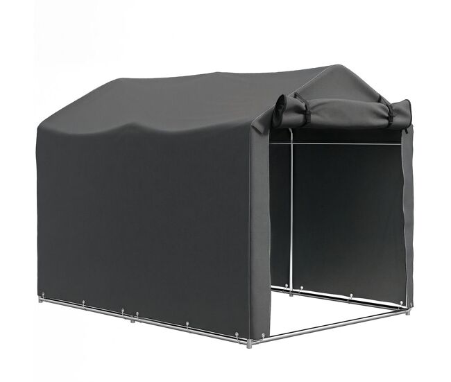 Outsunny carpa de jardín exterior para herramientas bicicletas 2,2x1,57x1,65 m, cobertizo exterior con puerta desmontable con cremallera, impermeable,