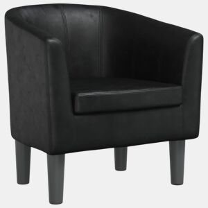 Poltrona de design moderno com encosto arredondado em PVC preto DEC028655