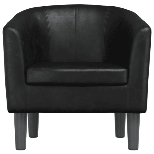 Poltrona de design moderno com encosto arredondado em PVC preto DEC028655