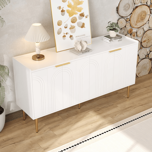 Aparador 140x38x75 cm - moderno com espaço de armazenamento - branco Aparador 140x38x75 cm - moderno com espaço de armazenamento - branco