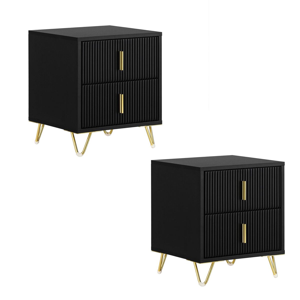 Sobuy set de 2 mesita de noche con 2 cajones, mesa auxiliar, moderna mesa de noche dormitorio, 40 x 40 x 47 cm, negro, fbt115-schx2