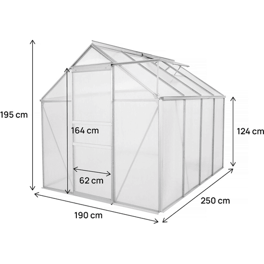 Estufa de policarbonato 250 x 190 x 195 cm Basílico - 4,75 m² - Cinza