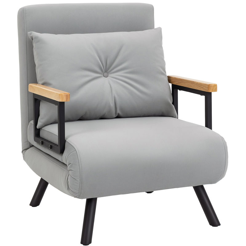 Sofá Cama Individual Terciopelo, Acero HOMCOM