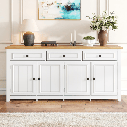Aparador 160x35x76 cm - Moderno e minimalista, amplo espaço de armazenamento - Branco