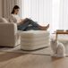 Banco acolchado con compartimento en tejido teddy PUFFO 100x42 Banco acolchado con compartimento en tejido teddy PUFFO 100x42 Blanco