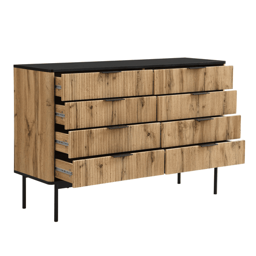 Aparador 120x40 cm - moderno, amplo espaço de armazenamento - PretoNatural