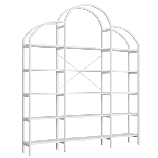 Estante 170x26x190 cm - 5 níveis, design em forma de nuvem, aço e MDF, fácil montagem - Branco