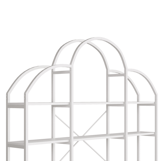 Estante 170x26x190 cm - 5 níveis, design em forma de nuvem, aço e MDF, fácil montagem - Branco