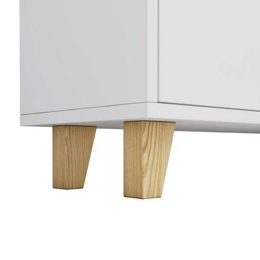 Estante 80x30x173 cm - Com pés em madeira maciça, várias prateleiras, portas duplas, luz LED com mudança de cor, comando à distância - Branca