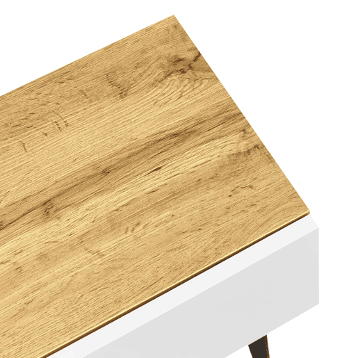 Móvel de TV modular de 2 peças - Design ajustável, pés metálicos pretos, madeira e branco mate
