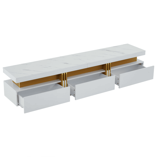 Móvel para TV 200x40x42 cm - 3 gavetas, gestão de cabos, para TVs até 90 - Branco Móvel para TV 200x40x42 cm - 3 gavetas, gestão de cabos, para TVs até 90 - Branco
