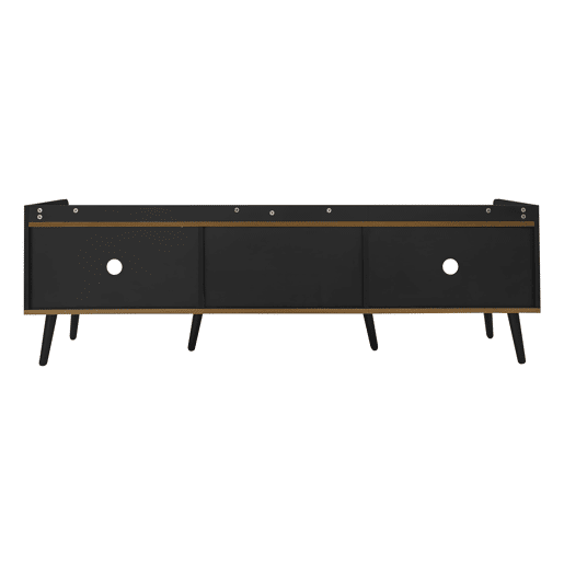 Móvel de TV 160 cm - Design compacto, 3 portas - Preto e Natural Móvel de TV 160 cm - Design compacto, 3 portas - Preto e Natural