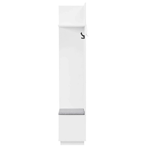 Roupeiro compacto 120x40x90 cm - Espelho, banco, sapateira e ganchos - Branco