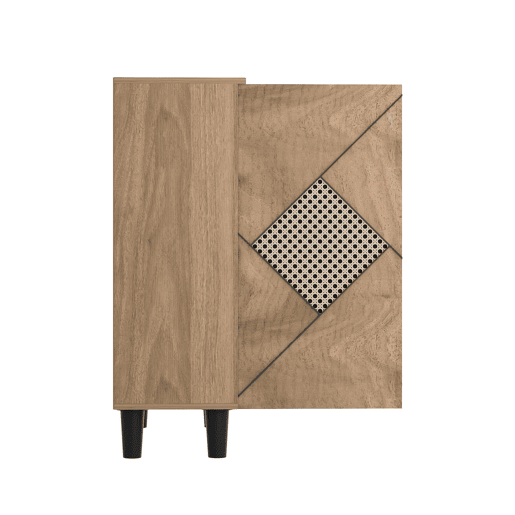 Sapateira 80x32x91 cm - Estilo moderno com padrão de rattan, portas fechadas, madeira