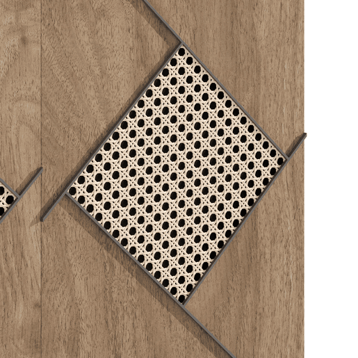 Sapateira 80x32x91 cm - Estilo moderno com padrão de rattan, portas fechadas, madeira