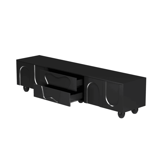 Móvel de TV 180 cm - Minimalista, elegante com pés de madeira - Preto